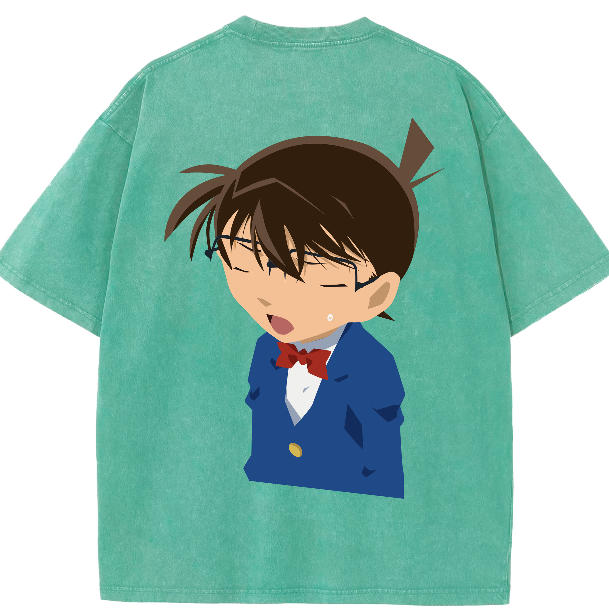 （画像用） 名探偵コナン 江戸川 コナン Detective Conan Conan Edogawa 綿100% ヴィンテージ風 半袖Tシャツ（背面プリント）